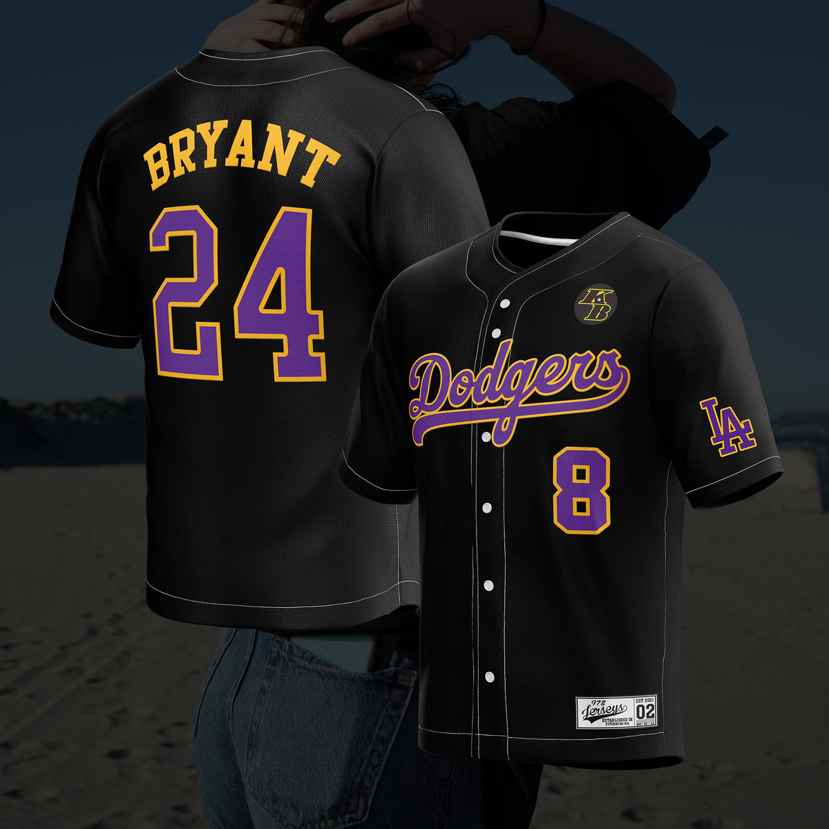 LA Dodgers Kobe Bryant Baseball Jersey Black