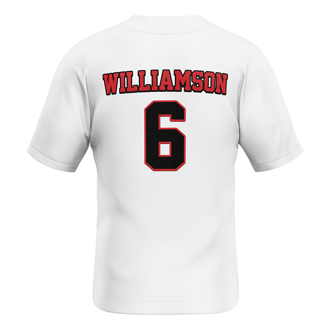 Jax State White Baseball Jersey - Ace Williamson