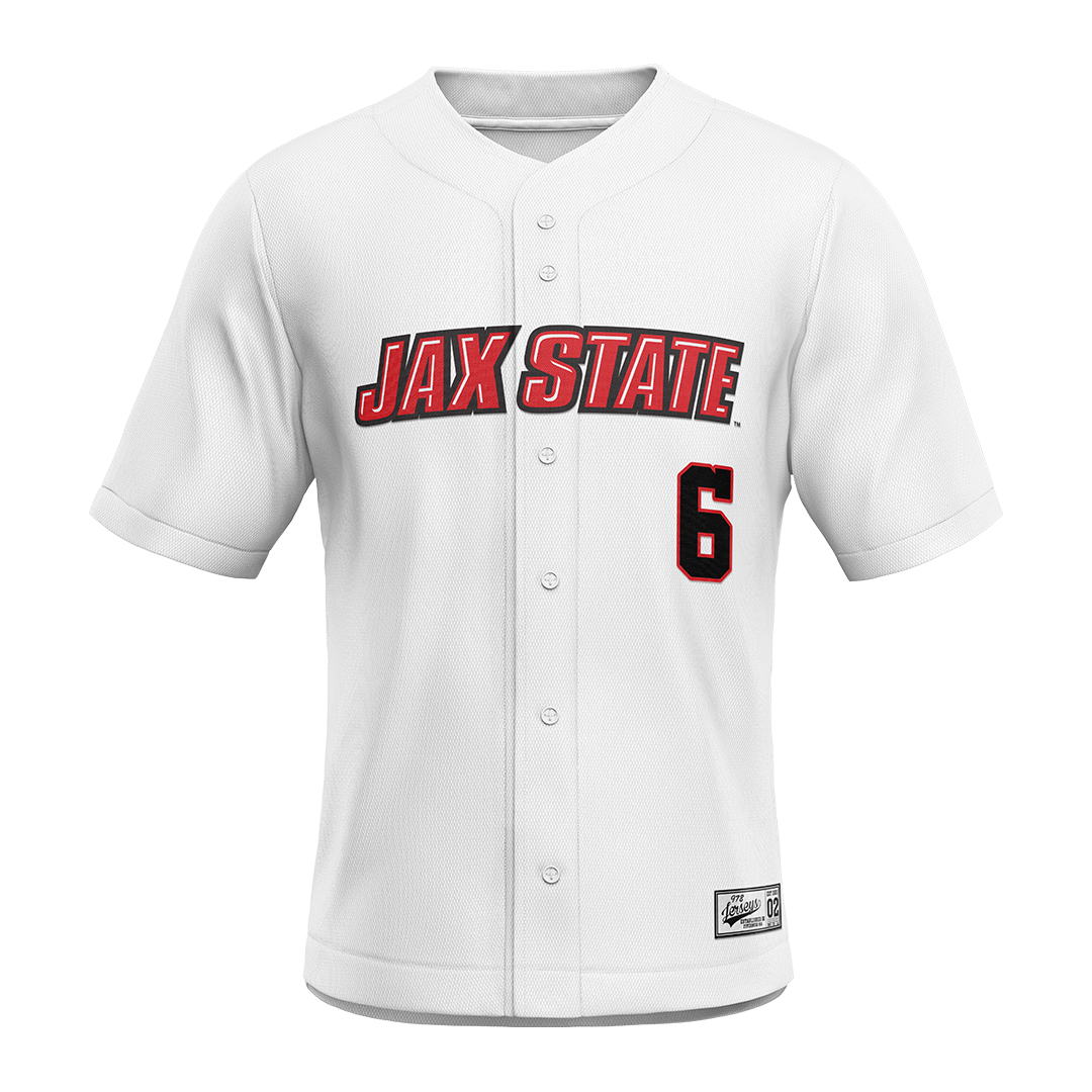Jax State White Baseball Jersey - Ace Williamson