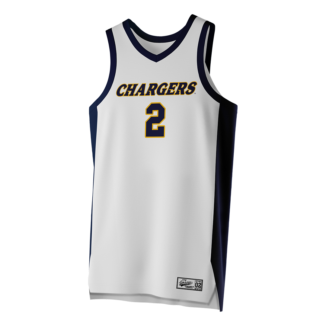 Men's New Haven White Basketball Jersey - Aidan Losiewicz
