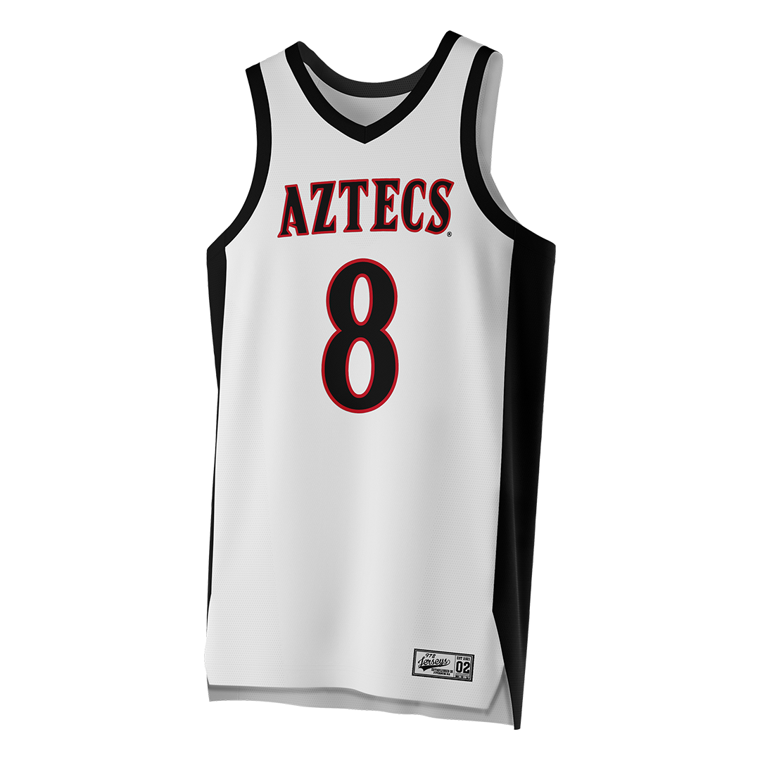 SDSU White Basketball Jersey - Aubrey Cook
