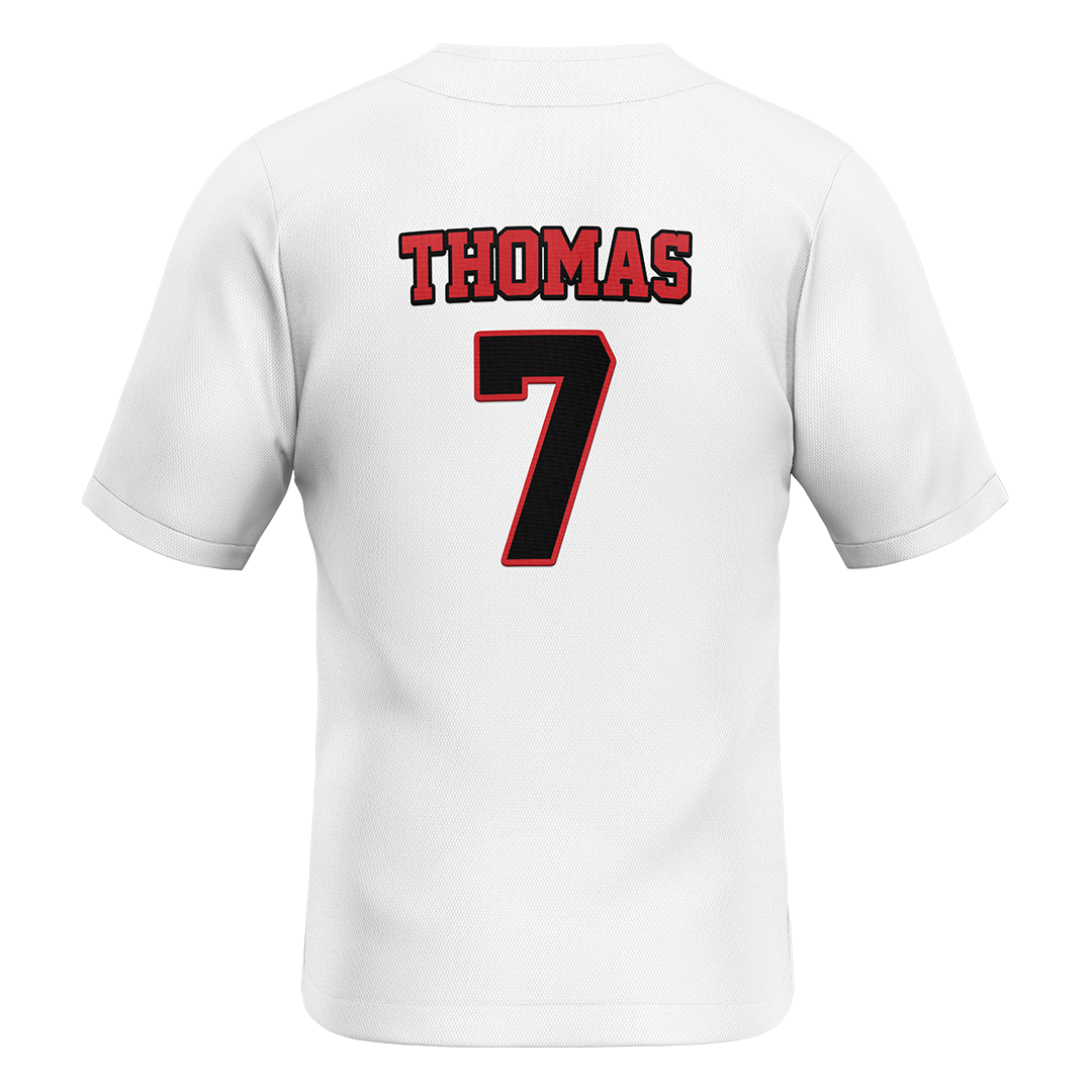 Jax State White Baseball Jersey - Brady Thomas