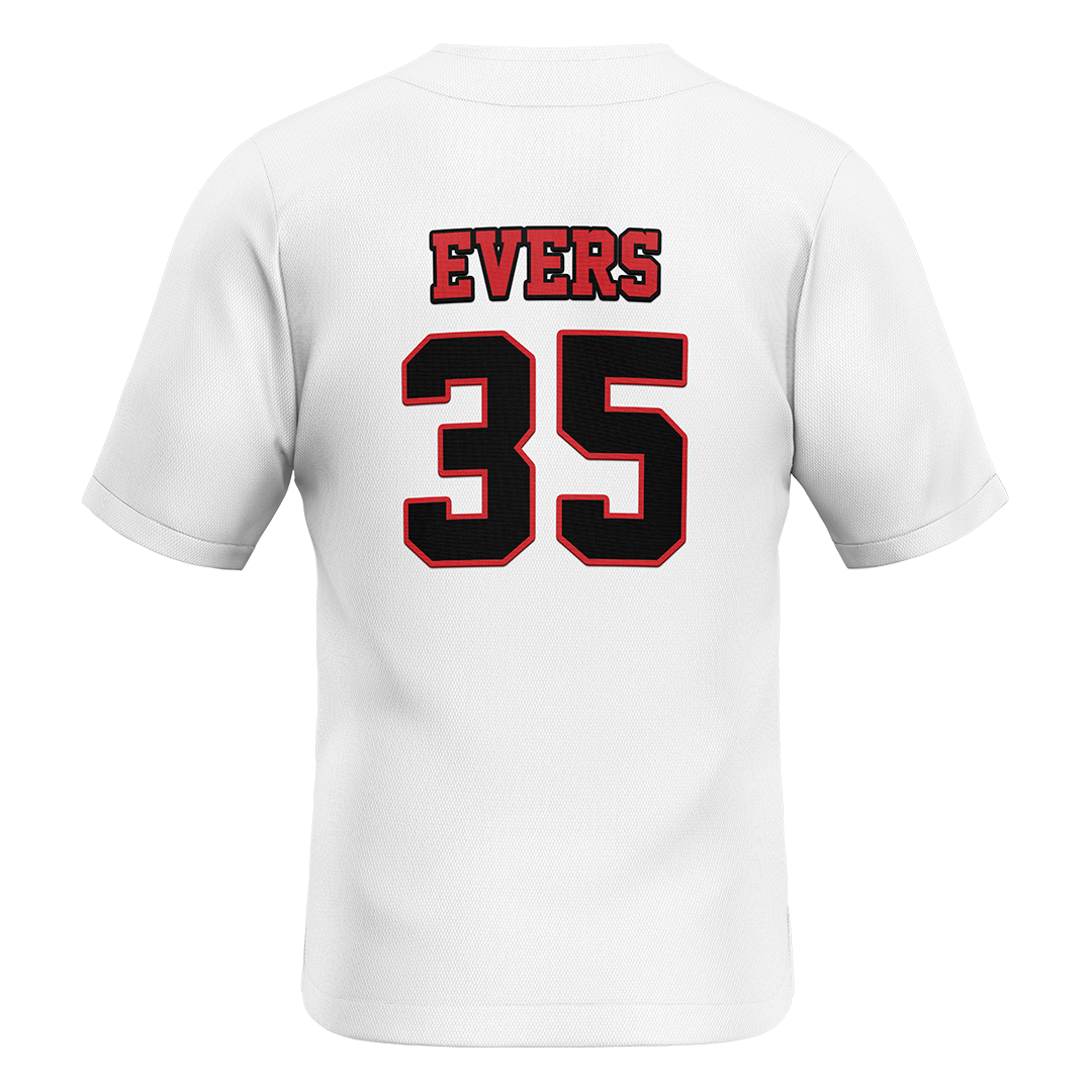 Jax State White Baseball Jersey - Jackson Evers