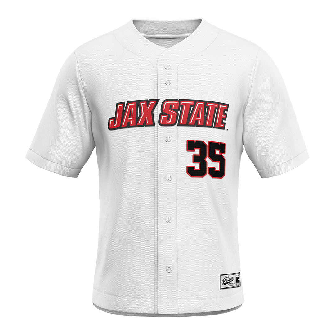 Jax State White Baseball Jersey - Jackson Evers