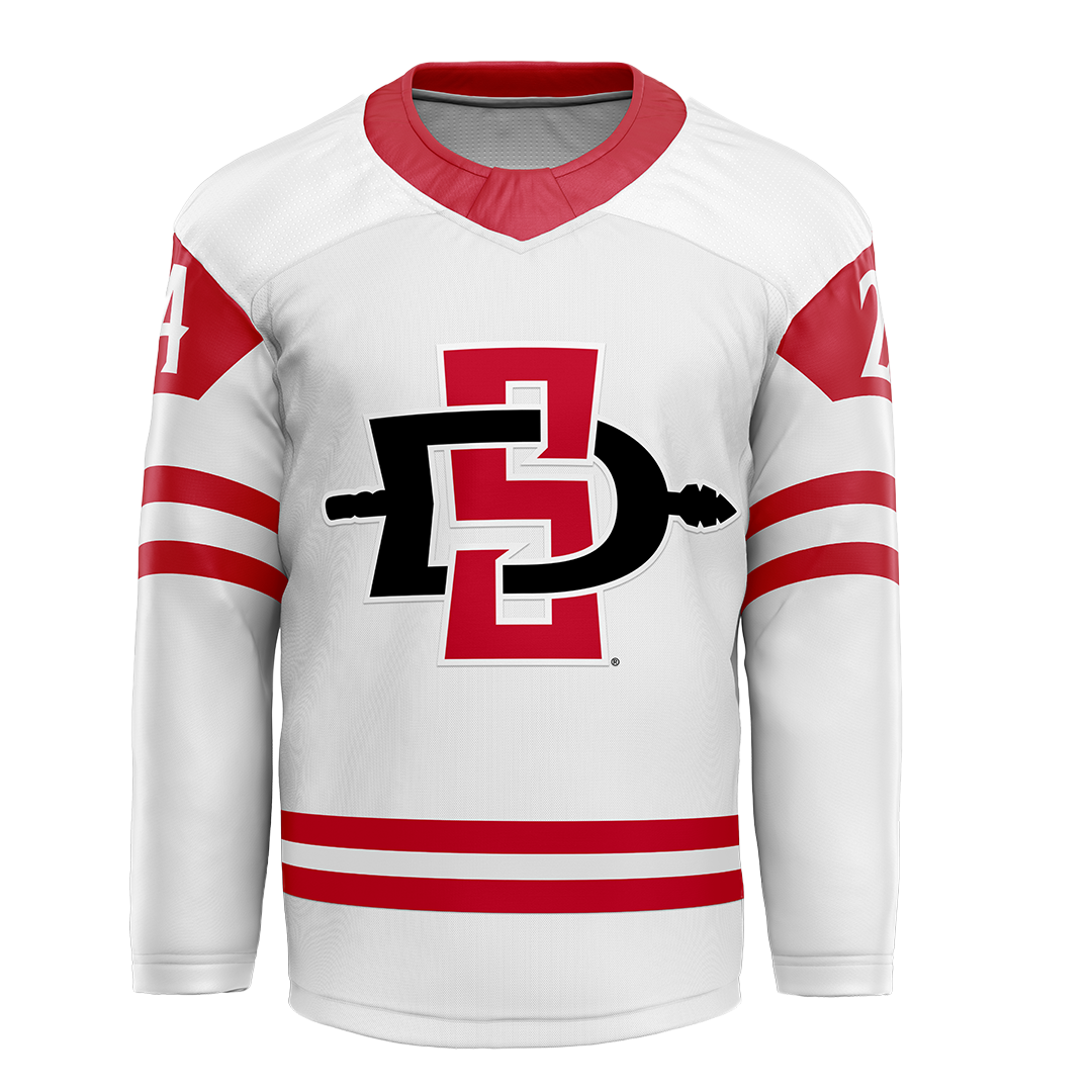 SDSU White Hockey Jersey - Ayden Moretti