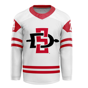 SDSU White Hockey Jersey - Ayden Moretti