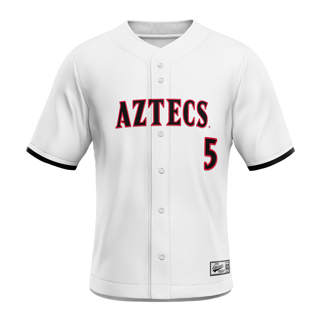 SDSU White Baseball Jersey - Nate Lopez
