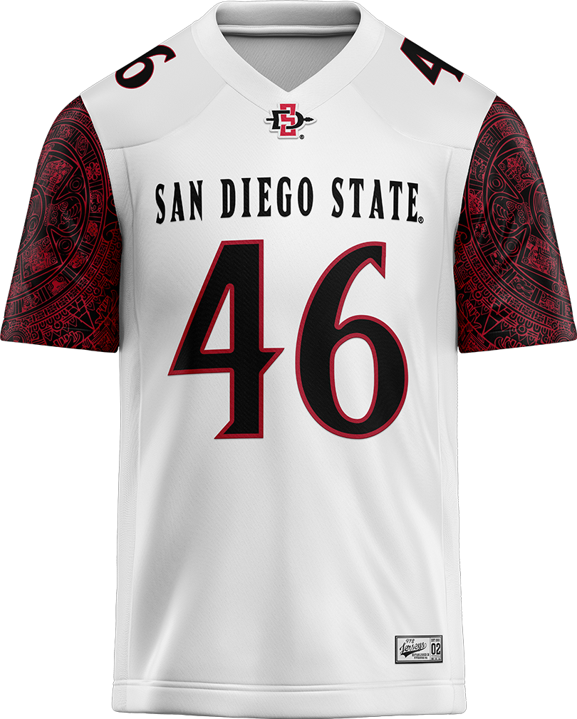 SDSU White Football Jersey - Oberhiri Eyafe