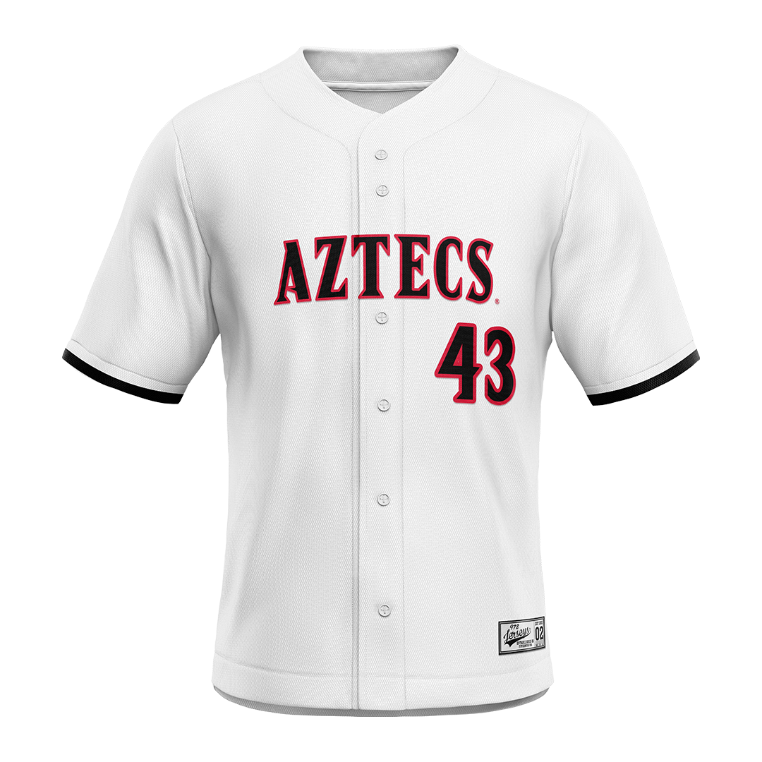 SDSU White Baseball Jersey - Rohan Lettow