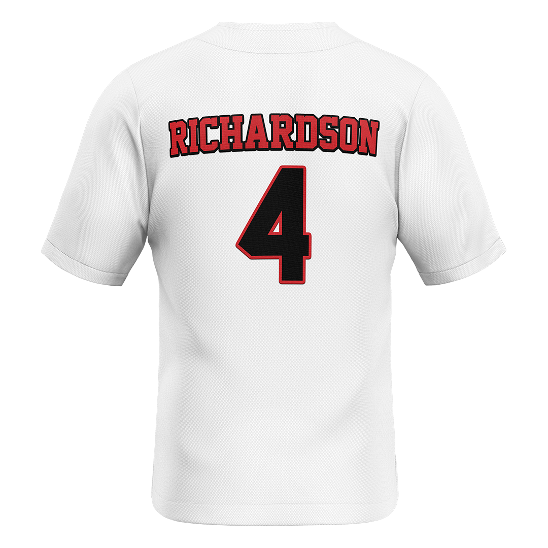 Jax State White Baseball Jersey - Sam Richardson