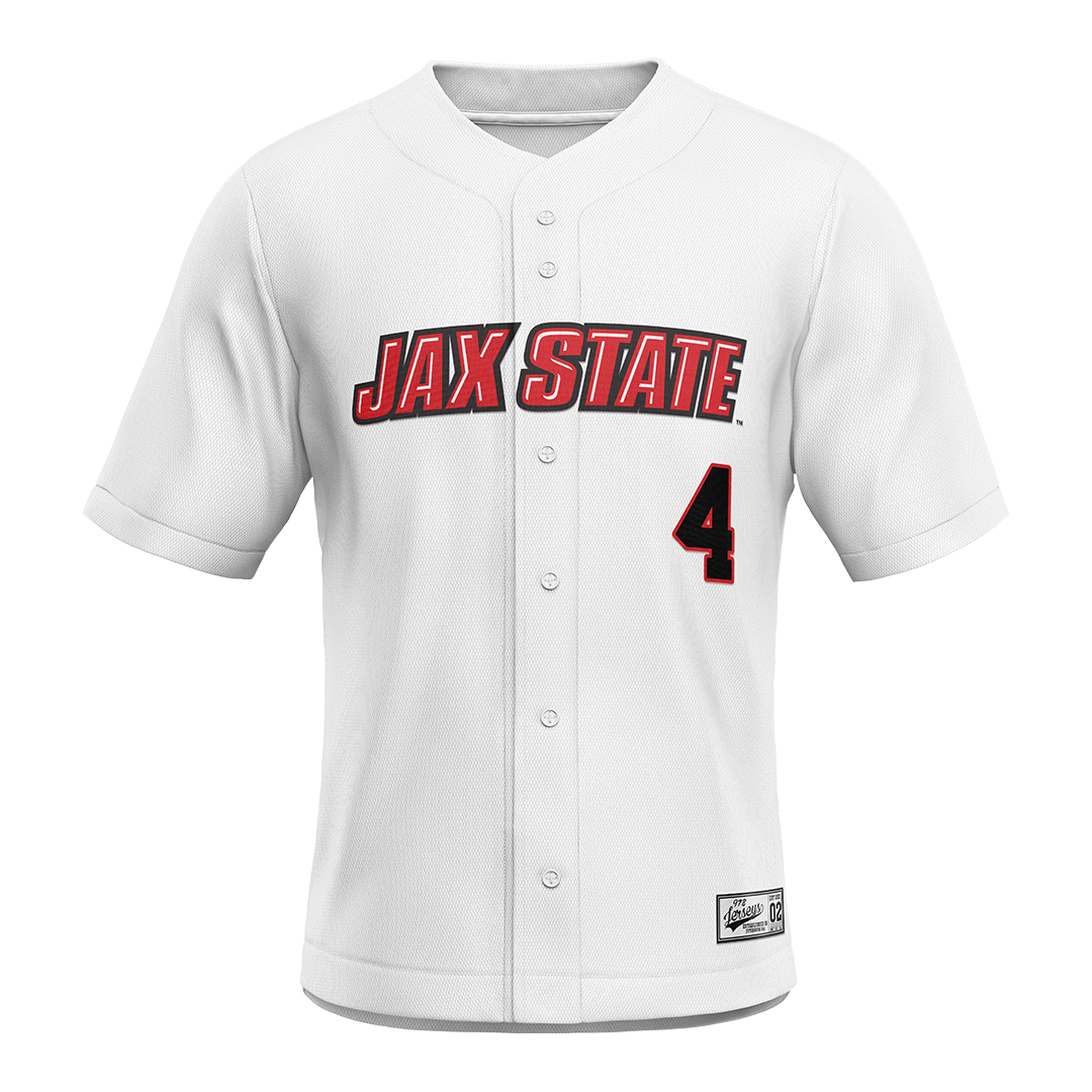 Jax State White Baseball Jersey - Sam Richardson