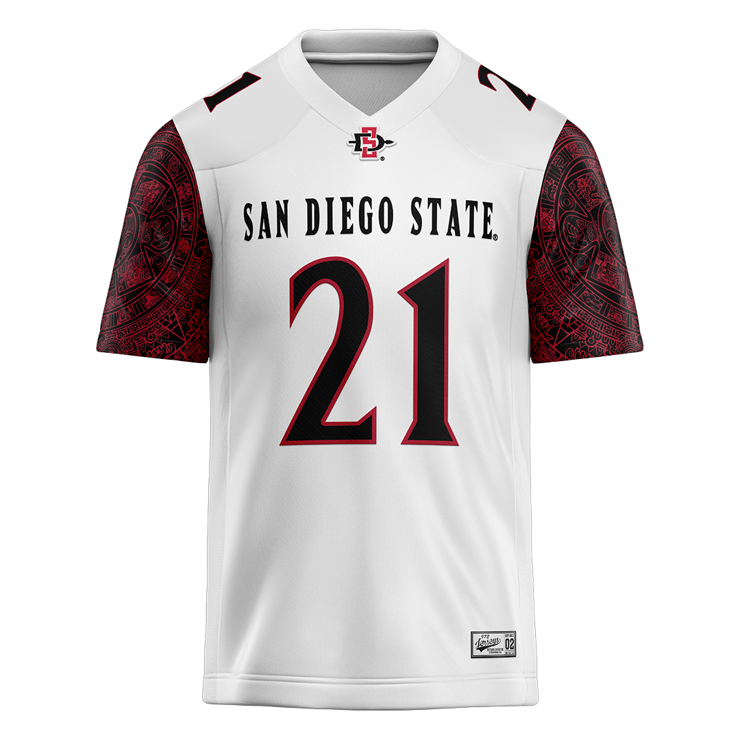 SDSU White Football Jersey - Tano Letuli