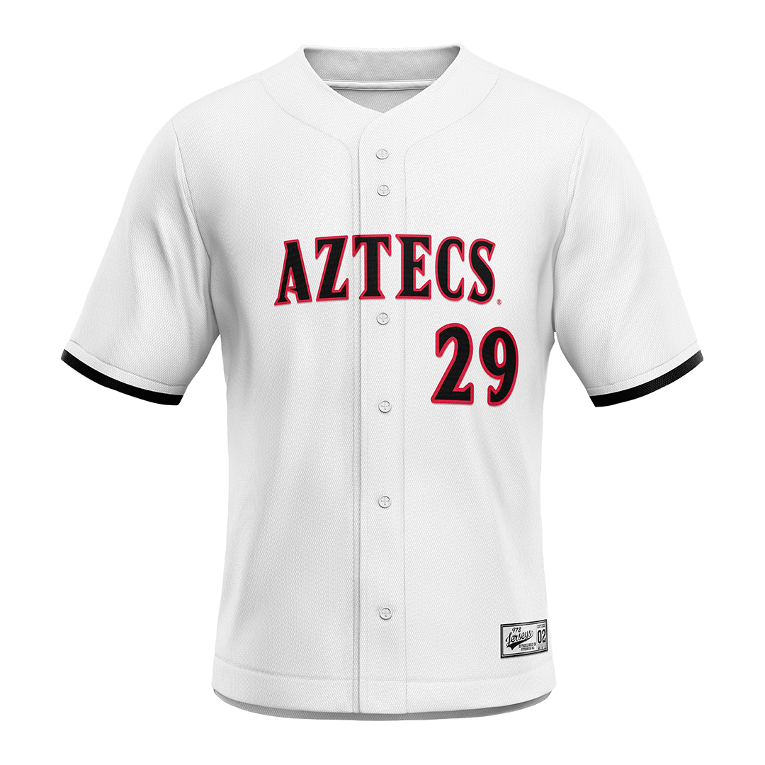 SDSU White Baseball Jersey - Eli Selga