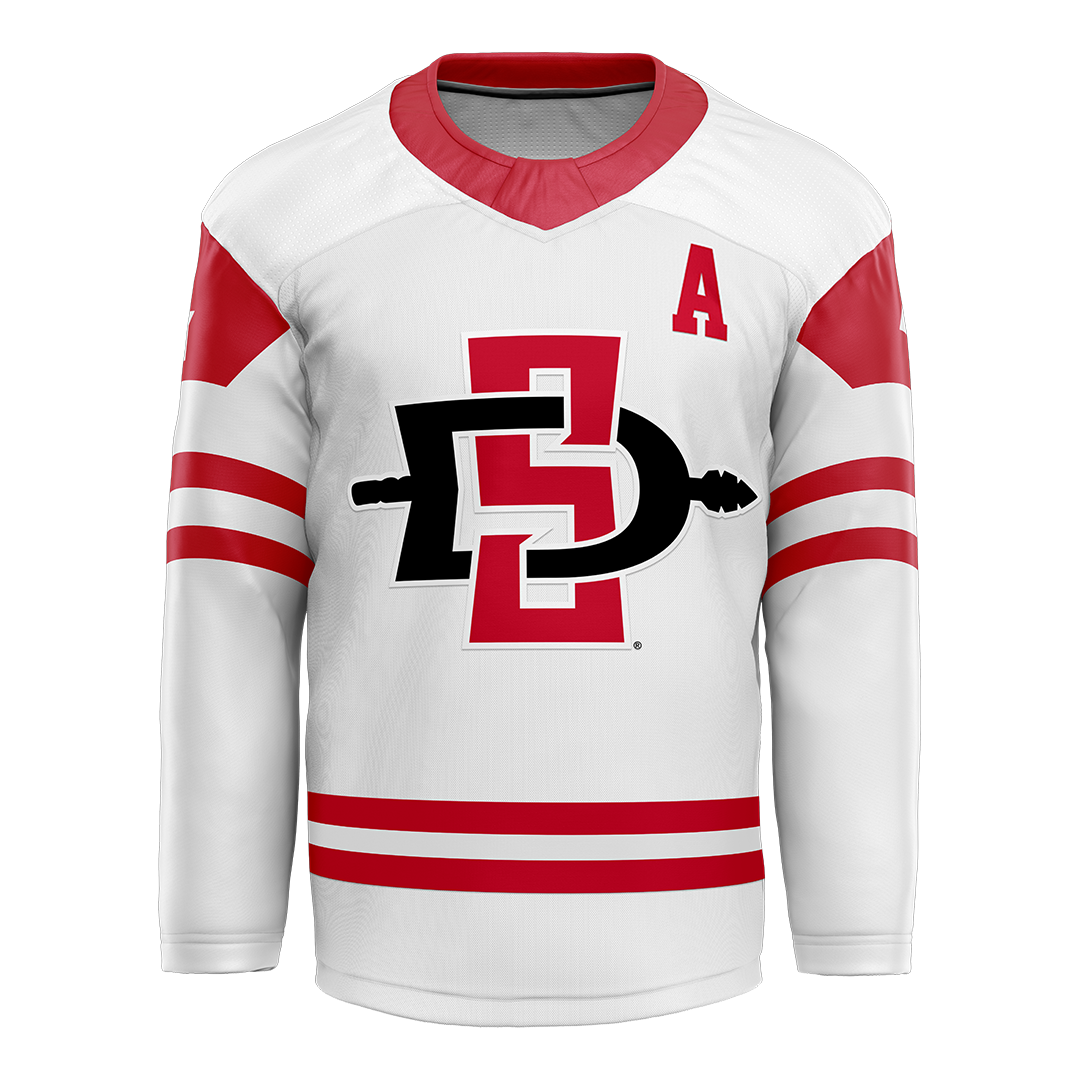 SDSU White Hockey Jersey - Lucas Bellig