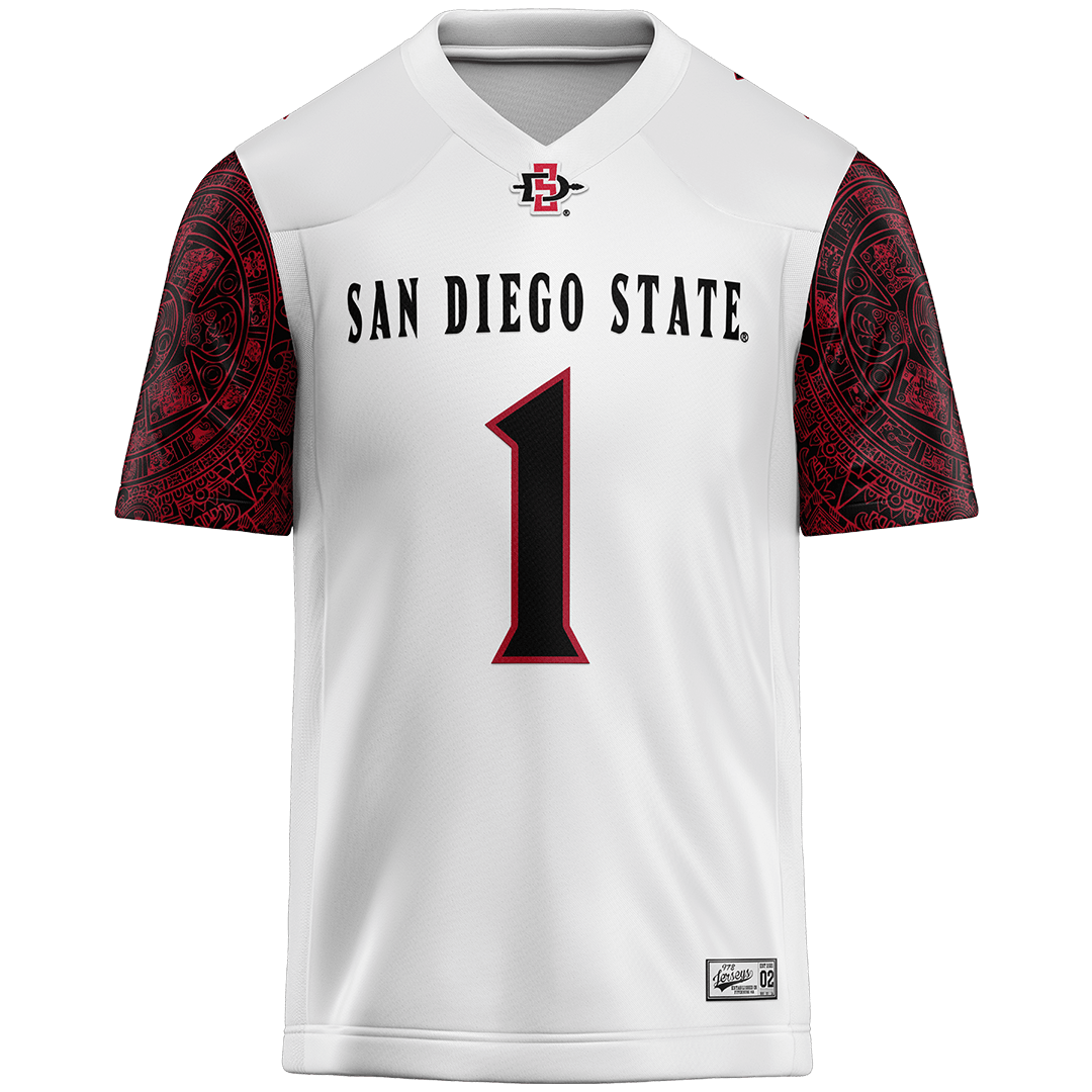 SDSU White Football Jersey - Chris Johnson