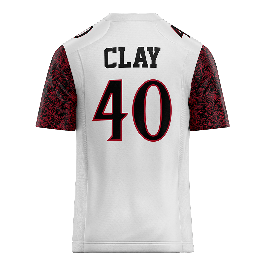 SDSU White Football Jersey - Krishna Clay