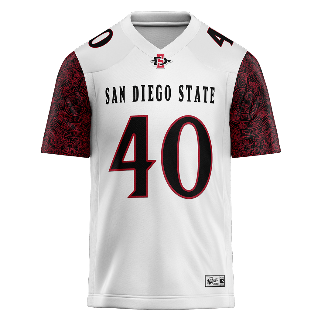 SDSU White Football Jersey - Krishna Clay