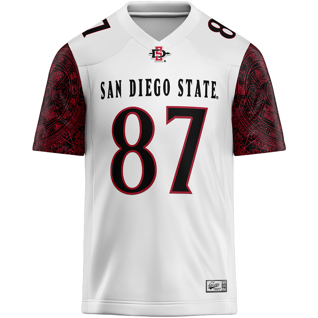 SDSU White Football Jersey - Mikey Harrison