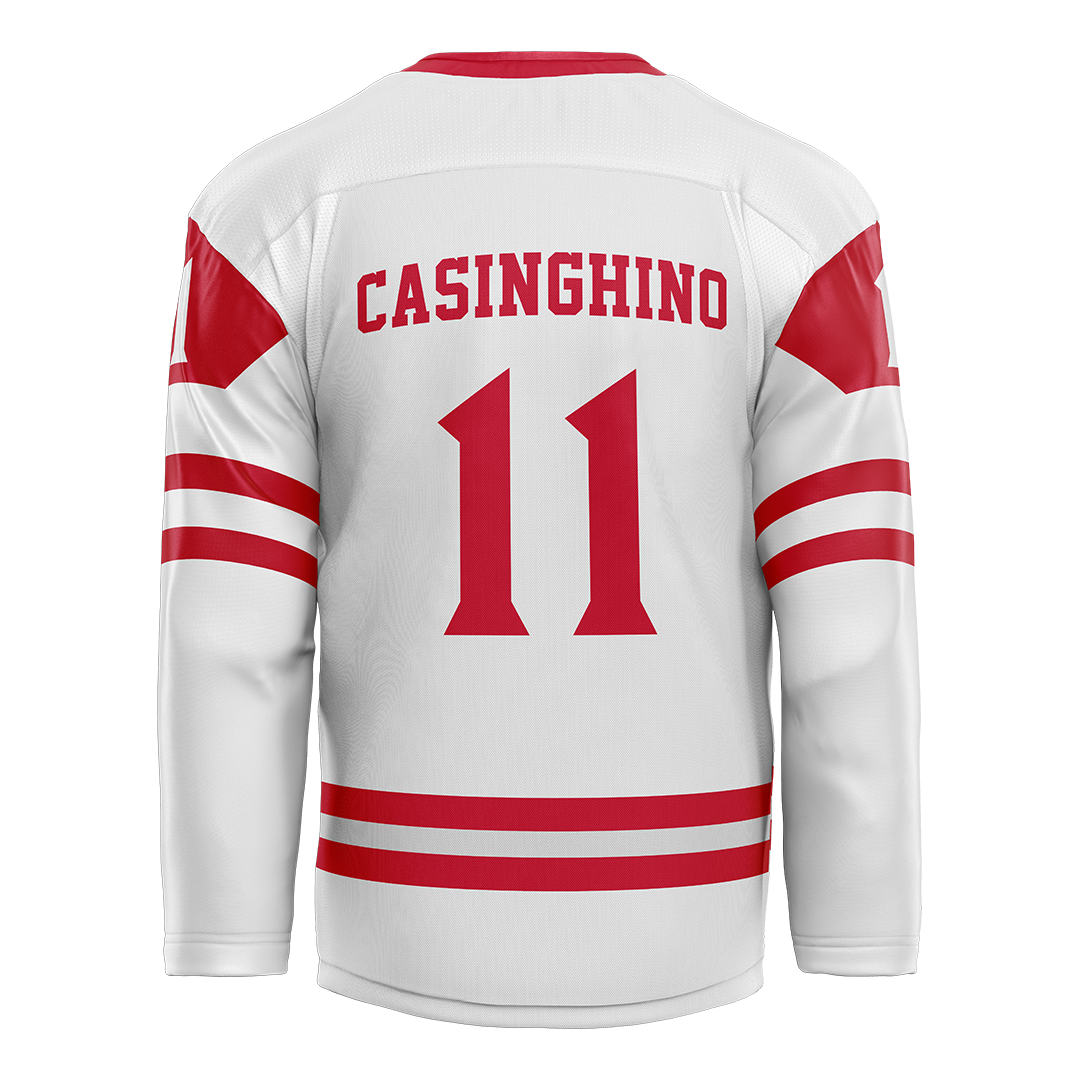SDSU White Hockey Jersey - Zac Casinghino