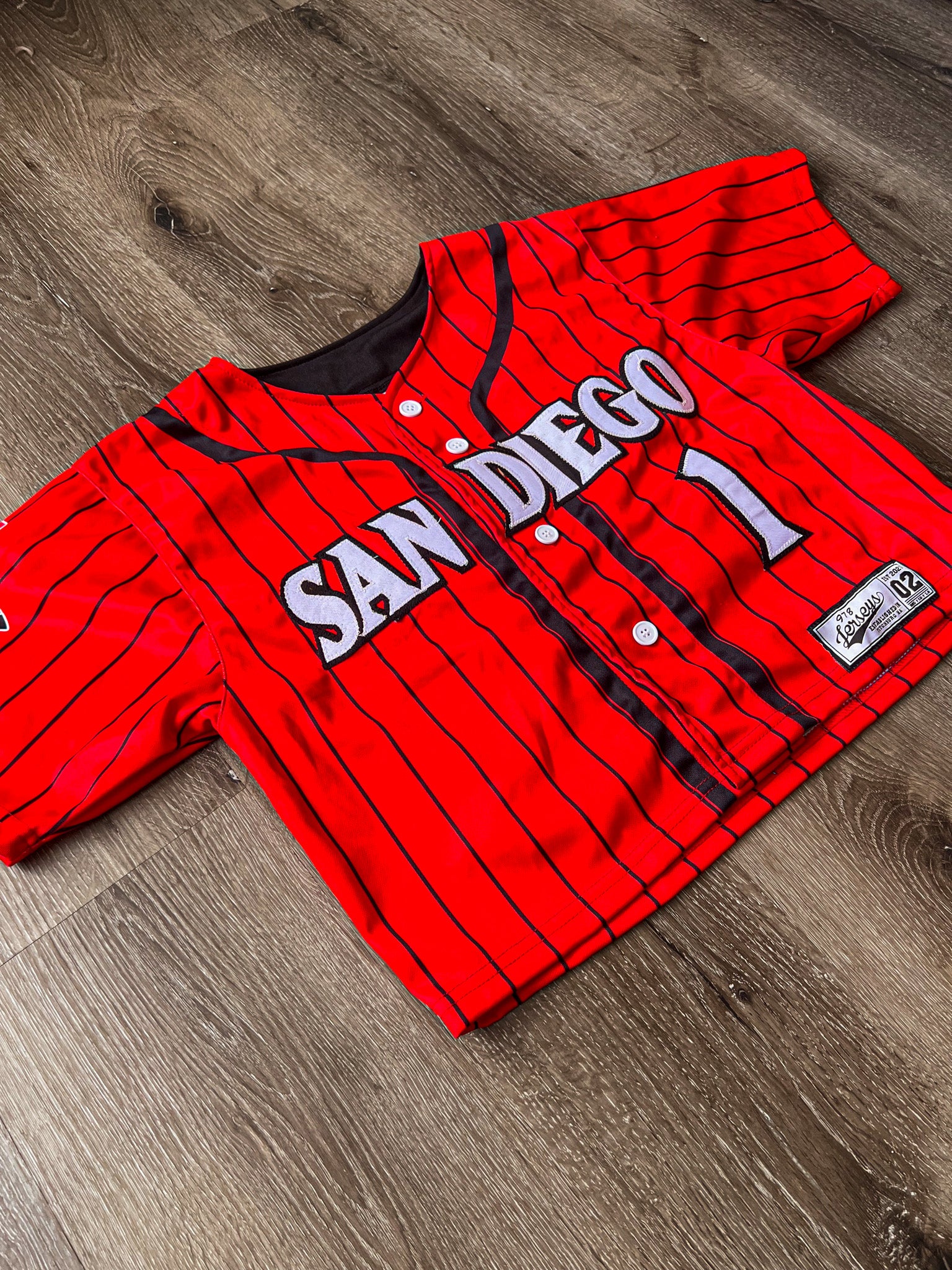 San Diego State Crop Top Baseball Jersey